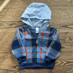 Plaid Kids Hoodie - Blue and Gray